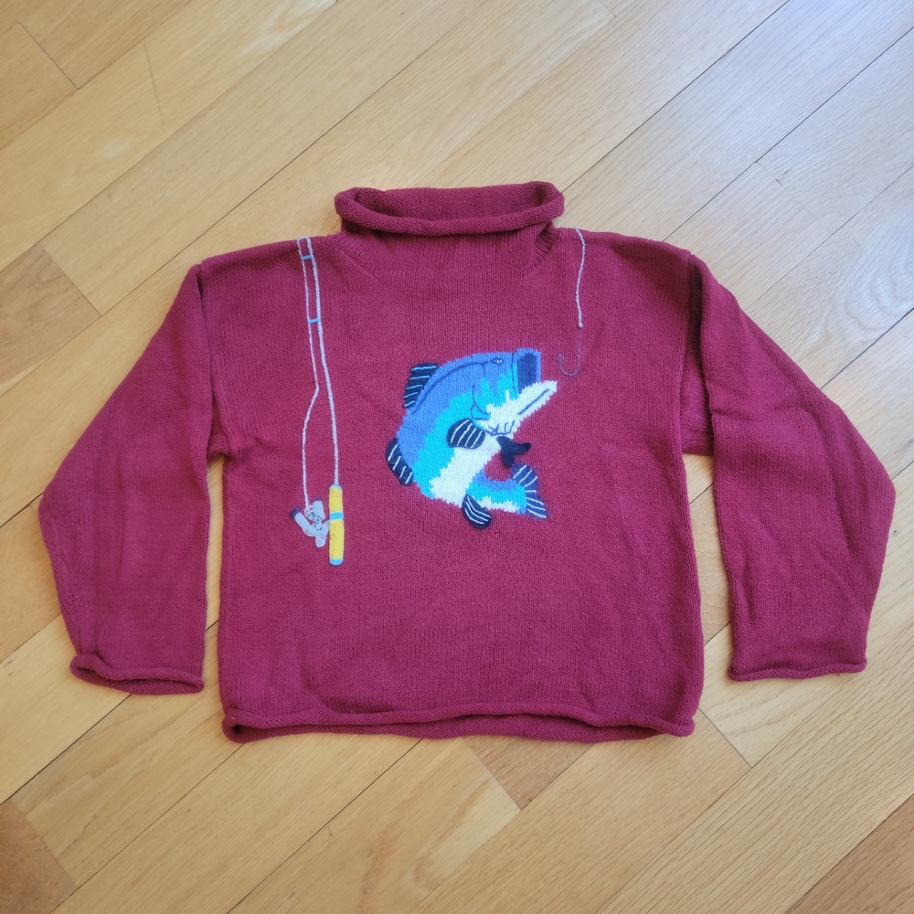 Clever Boys Rolled Neck Fishing Sweater Size 4